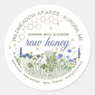 Sticker Rond Fleurs sauvages crus locaux purs en bouteille avec