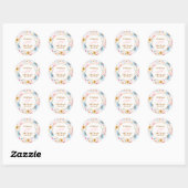Sticker Rond Fleurs sauvages d'aquarelle mariage élégant (Feuille)