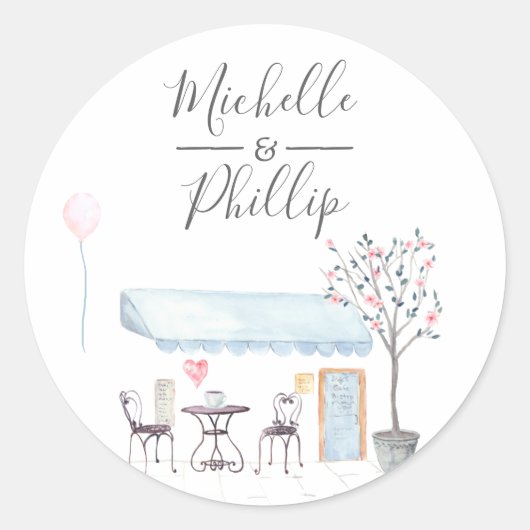 Sticker Rond Fleurs sauvages d'aquarelle Mariage Paris (Devant)