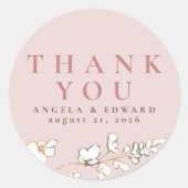 Sticker Rond Fleurs sauvages dessinées à la main Merci minimali (Devant)