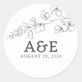 Sticker Rond Fleurs sauvages dessinées à la main Simple Élégant (Devant)