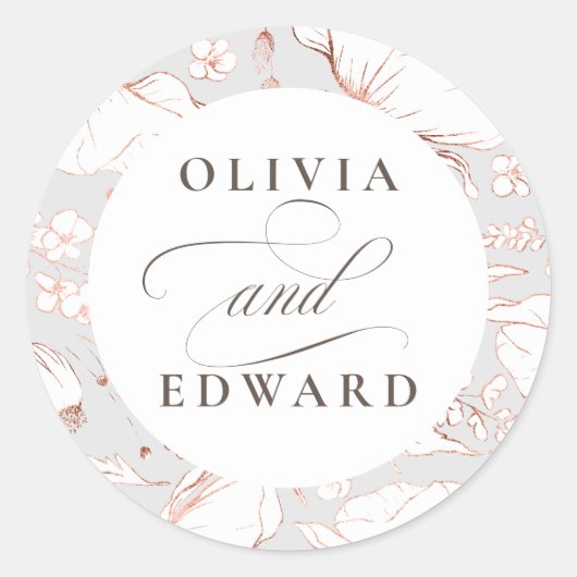 Sticker Rond Fleurs sauvages dessinés à la main Élégant Mariage (Devant)