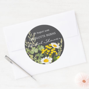 Sticker Rond Fleurs sauvages douche de mariée personnalisée 