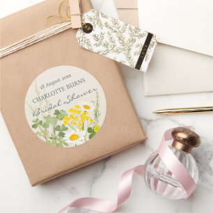 Sticker Rond Fleurs sauvages douche de mariée personnalisée 