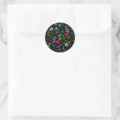 Sticker Rond Fleurs sauvages en noir (Sac)