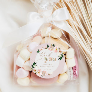 Sticker Rond Fleurs sauvages florales rose blush remerciement d