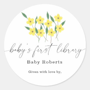 Sticker Rond Fleurs sauvages jaunes - Bibliothèque de bébé