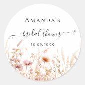 Sticker Rond Fleurs sauvages pêche beige automne amour douche d (Devant)