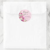 Sticker Rond Fleurs sauvages rose vif Écriture florale Merci (Sac)