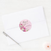 Sticker Rond Fleurs sauvages rose vif Écriture florale Merci (Enveloppe)