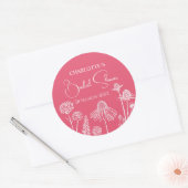 Sticker Rond Fleurs sauvages roses esquissées florales  (Enveloppe)