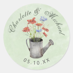 Sticker Rond Fleurs sauvages rustiques dans l'eau peut mariage