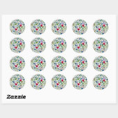 Sticker Rond Fleurs sauvages sur blanc cassé (Feuille)