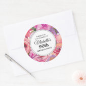 Sticker Rond Fleurs sauvages violets roses 90e fête d'anniversa (Enveloppe)