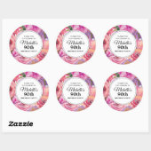 Sticker Rond Fleurs sauvages violets roses 90e fête d'anniversa (Feuille)