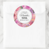 Sticker Rond Fleurs sauvages violets roses 90e fête d'anniversa (Sac)