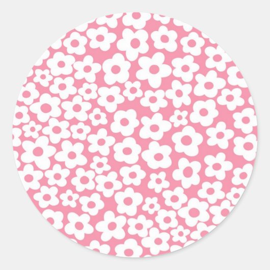 Sticker Rond Fleurs sur le rose (Devant)