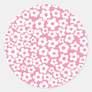 Sticker Rond Fleurs sur le rose