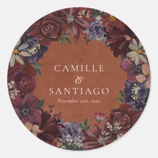 Sticker Rond Fleurs Terracotta Rustique  (Devant)