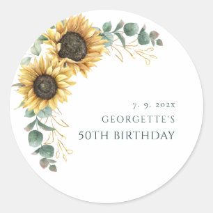 Sticker Rond Fleurs Tournesol 50e Anniversaire
