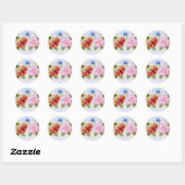 Sticker Rond Fleurs traditionnelles (Feuille)