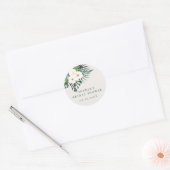 Sticker Rond Fleurs tropicales blanches de verdure (Enveloppe)
