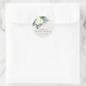 Sticker Rond Fleurs tropicales blanches sur fond de verdure  (Sac)