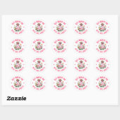 Sticker Rond Fleurs tropicales de printemps de Flamant rose ros (Feuille)