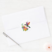 Sticker Rond Fleurs tropicales des colibris (Enveloppe)