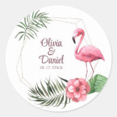 Sticker Rond Fleurs tropicales et Mariage Flamant rose (Devant)