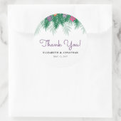 Sticker Rond Fleurs tropicales et Mariage Merci à branches de p (Sac)