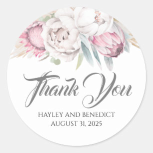 Sticker Rond Fleurs tropicales exotiques Mariage rose