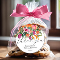 Fleurs tropicales orange rose Script Merci