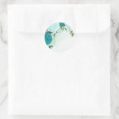 Sticker Rond fleurs turquoise vert feuille mariage (Sac)