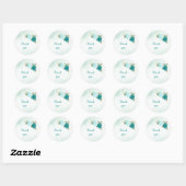 Sticker Rond fleurs turquoise vert feuille mariage (Feuille)