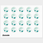 Sticker Rond fleurs turquoise vert feuille mariage (Feuille)
