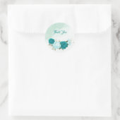 Sticker Rond fleurs turquoise vert feuille mariage (Sac)