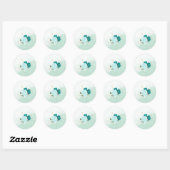 Sticker Rond fleurs turquoise vert feuille mariage (Feuille)