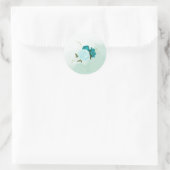 Sticker Rond fleurs turquoise vert feuille mariage (Sac)