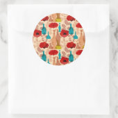 Sticker Rond Fleurs, vases et bouteilles motif (Sac)