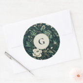 Sticker Rond Fleurs Vert Émeraude Foncé (Enveloppe)
