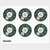 Sticker Rond Fleurs Vert Émeraude Foncé (Feuille)