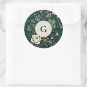 Sticker Rond Fleurs Vert Émeraude Foncé (Sac)