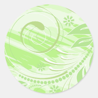 Sticker Rond fleurs vertes