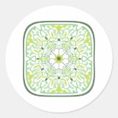 Sticker Rond Fleurs vertes en Mémerisation (Devant)