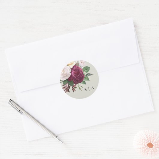 Sticker Rond Fleurs vintage blooms (Enveloppe)