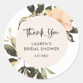 Sticker Rond Fleurs Vintage | Élégant Shower de Mariée (Devant)