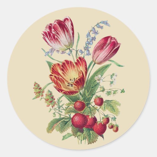 Sticker Rond Fleurs vintages I (Devant)