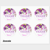 Sticker Rond Fleurs violettes Aquarelle Merci Floral (Feuille)