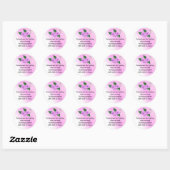 Sticker Rond Fleurs violettes avec message - Contentement (Feuille)